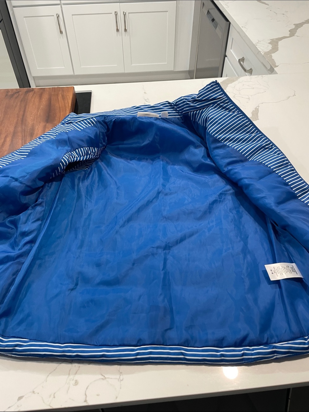 Striped Blue Quilted Puffer Vest - Women's - Picture 7 of 8